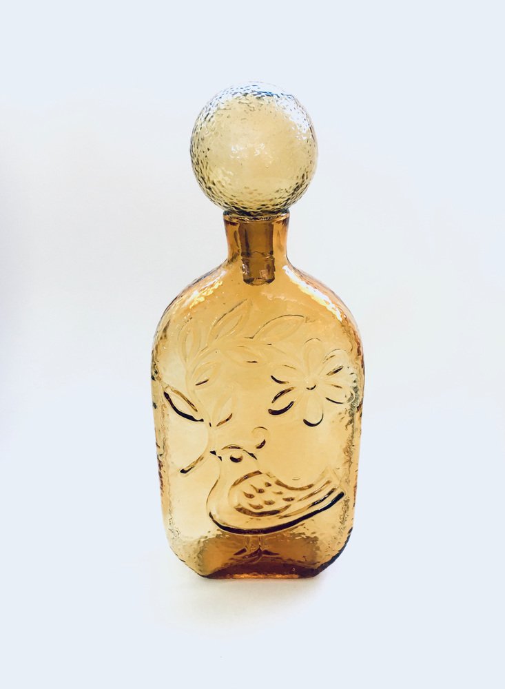 Italian Glass Decanter with Stopper from Empoli, Italy, 1960s