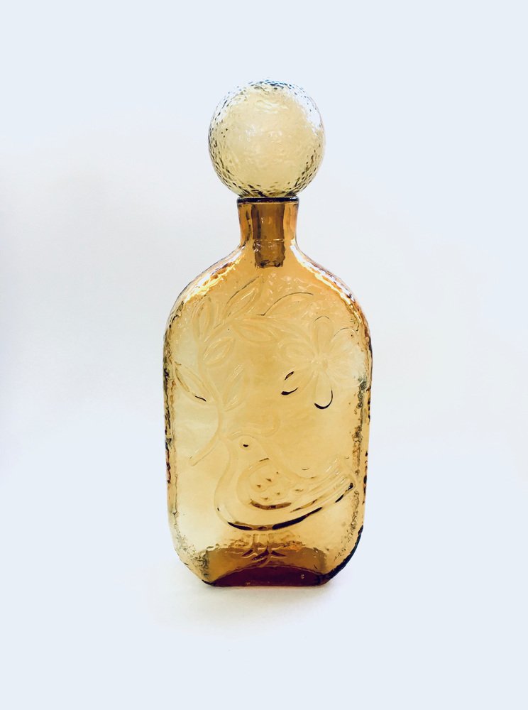 Italian Glass Decanter with Stopper from Empoli, Italy, 1960s