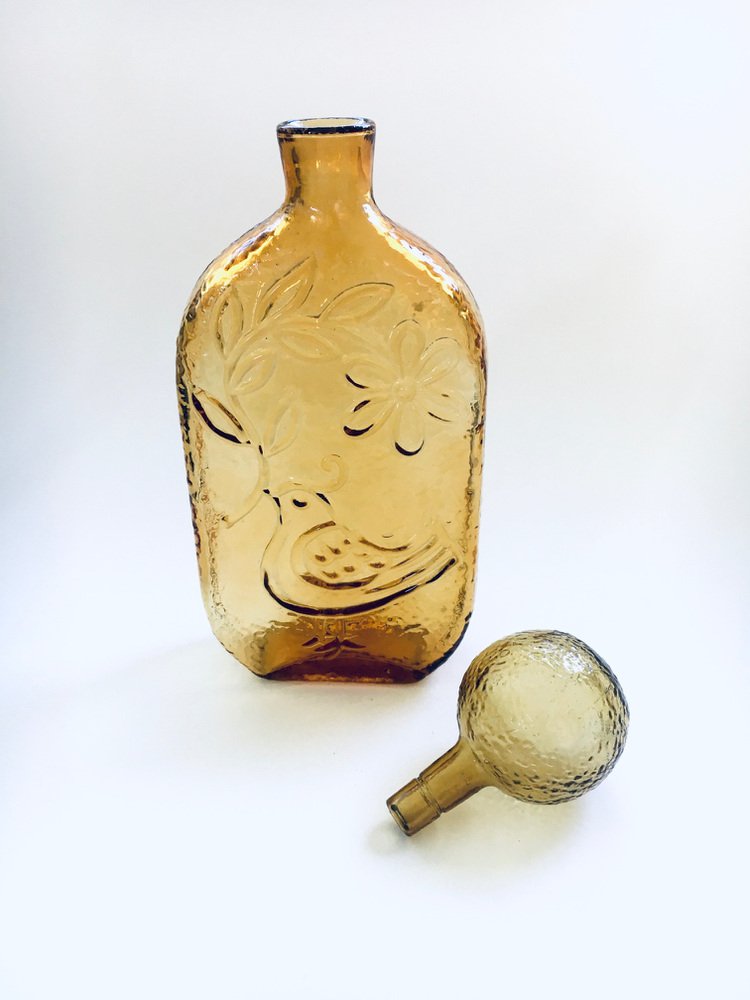 Italian Glass Decanter with Stopper from Empoli, Italy, 1960s