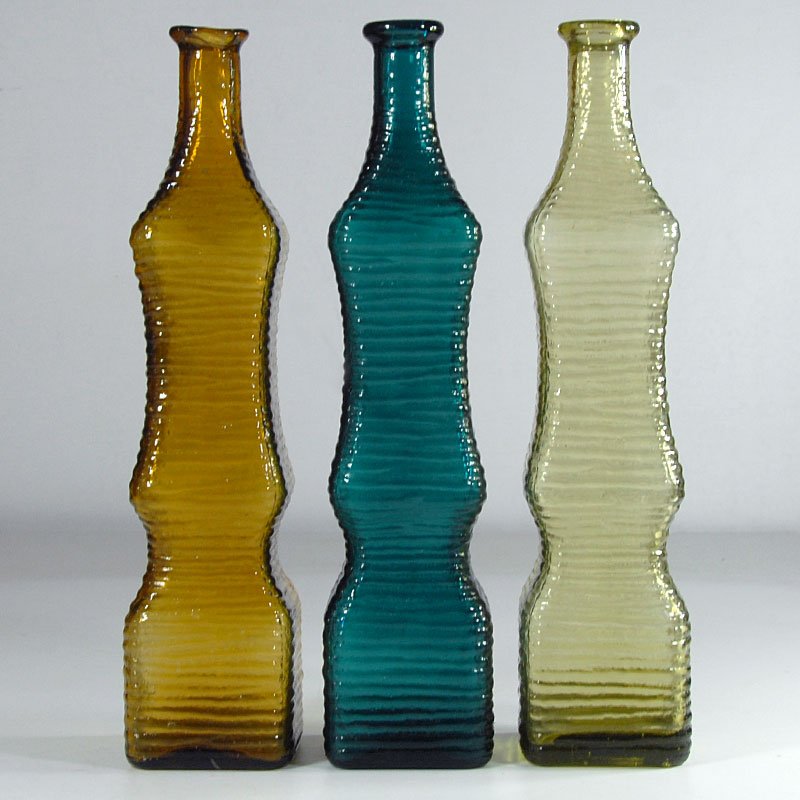 Italian Glass Empoli Decanters, 1960s, Set of 3