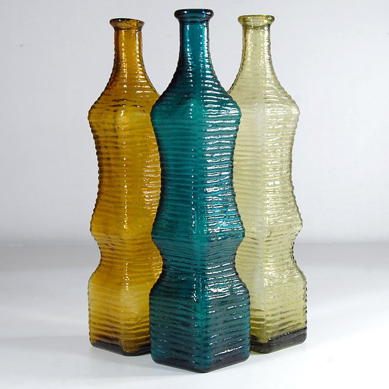 Italian Glass Empoli Decanters, 1960s, Set of 3