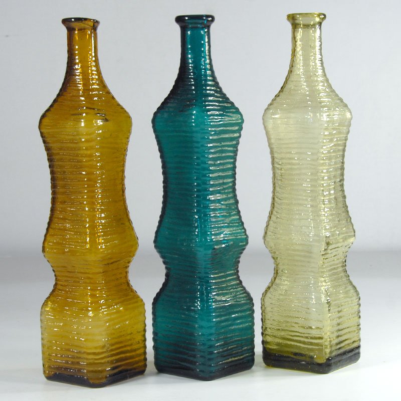 Italian Glass Empoli Decanters, 1960s, Set of 3