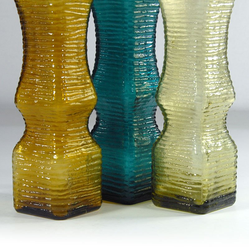 Italian Glass Empoli Decanters, 1960s, Set of 3