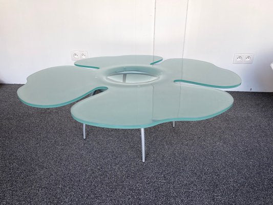 Italian Glass Flower Coffee Table from Glas Italia, 1990s-FUE-1393719