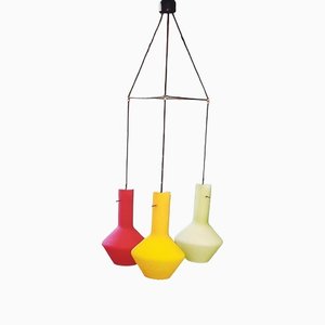 Italian Glass Hanging Lamp in Yellow, Red and Blue, 1960s-QDP-1135013