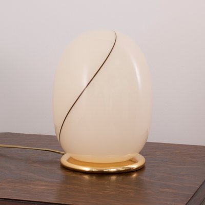 Italian Glass Lamp in Cream-Colored Murano Glass with Filigree and Brass Base-MPO-1299541