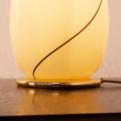 Italian Glass Lamp in Cream-Colored Murano Glass with Filigree and Brass Base-MPO-1299541