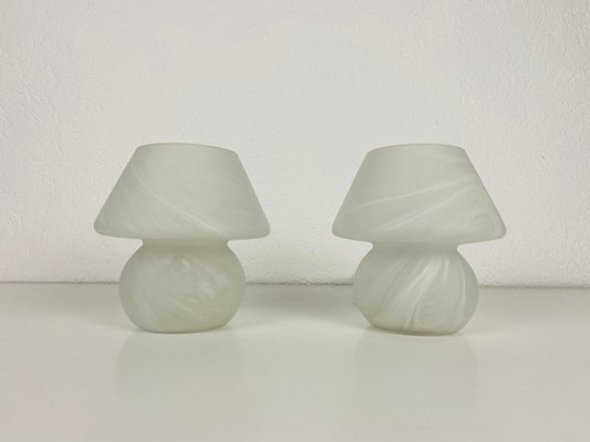 Italian Glass Mushroom Table Lamps, 1980s, Set of 2-PUK-1113716