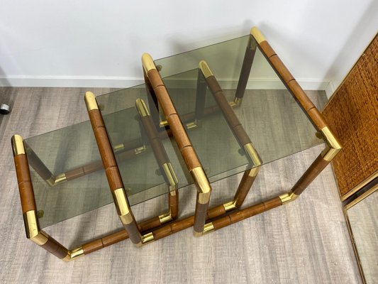 Italian Glass Nesting Tables, 1970s, Set of 3-LYQ-1171630