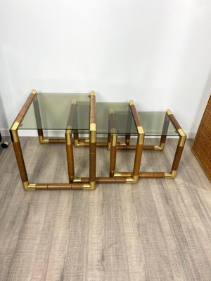 Italian Glass Nesting Tables, 1970s, Set of 3-LYQ-1171630