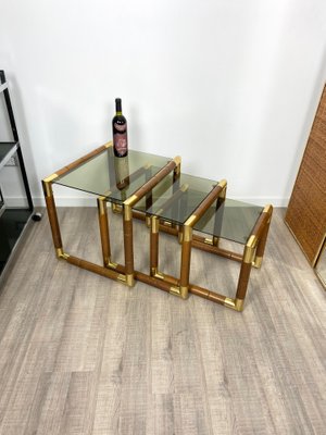 Italian Glass Nesting Tables, 1970s, Set of 3-LYQ-1171630