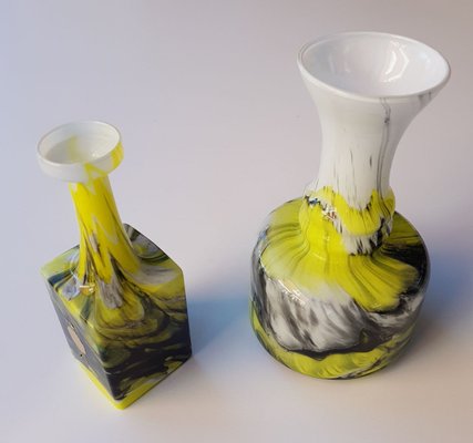 Italian Glass Vases from Opalina Fiorentina, 1960s, Set of 2-QDP-838741