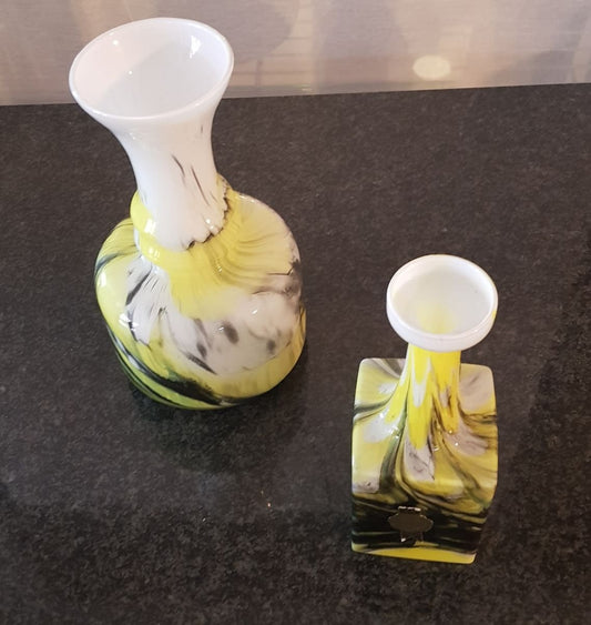 Italian Glass Vases from Opalina Fiorentina, 1960s, Set of 2