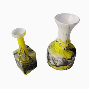 Italian Glass Vases from Opalina Fiorentina, 1960s, Set of 2-QDP-838741