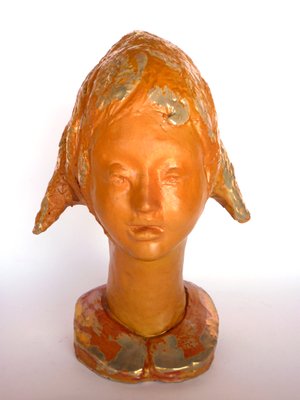 Italian Glazed Ceramic Child Head Sculpture by Silvano Fabbri, 1960s-GKB-708667