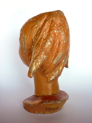 Italian Glazed Ceramic Child Head Sculpture by Silvano Fabbri, 1960s-GKB-708667