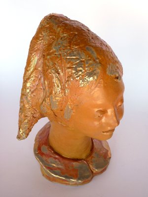 Italian Glazed Ceramic Child Head Sculpture by Silvano Fabbri, 1960s-GKB-708667