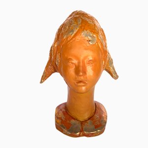 Italian Glazed Ceramic Child Head Sculpture by Silvano Fabbri, 1960s-GKB-708667