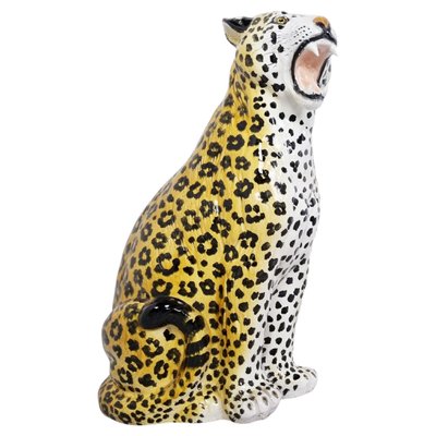 Italian Glazed Terracotta Leopard Figure, 1960s-IRH-1308643