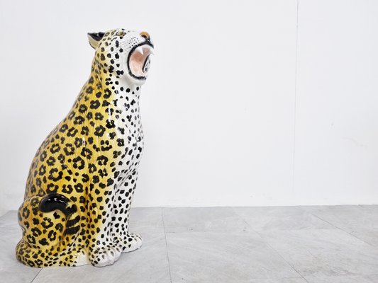 Italian Glazed Terracotta Leopard Figure, 1960s-IRH-1308643