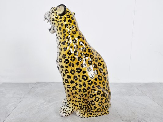 Italian Glazed Terracotta Leopard Figure, 1960s-IRH-1308643