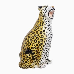 Italian Glazed Terracotta Leopard Figure, 1960s-IRH-1308643