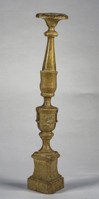 Italian Gold and Silver Lacquered Wooden Candlestick, Late 1700s-RAQ-1293818