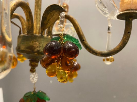 Italian Gold Gilded Murano Glass Fruit Chandelier-JJC-1326476