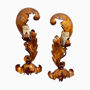 Italian Gold Leaf Sconces, 1950s, Set of 2-BVG-888515