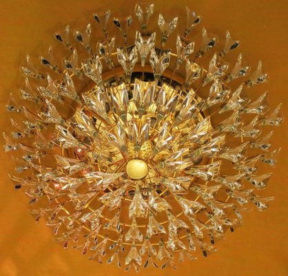 Italian Gold-Plated Brass and Crystal Chandelier from Stilkronen, 1970s-ED-1770477