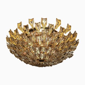 Italian Gold-Plated Brass and Crystal Chandelier from Stilkronen, 1970s-ED-2041724