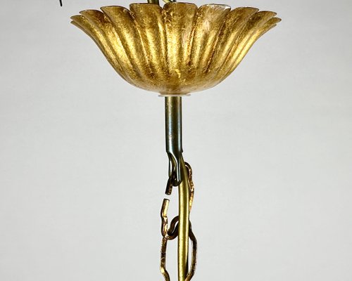 Italian Golden Wheat Sheaf Chandelier, 1960s-GYX-2026788