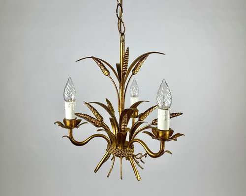 Italian Golden Wheat Sheaf Chandelier, 1960s-GYX-2026788