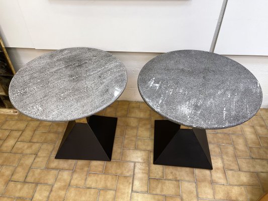 Italian Granite and Brass Side Tables, 1980s, Set of 2-FUE-858005