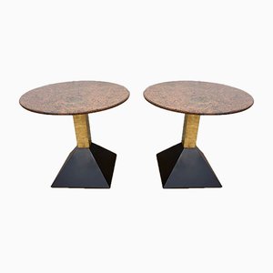 Italian Granite and Brass Side Tables, 1980s, Set of 2-FUE-858022