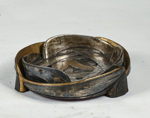 Italian Gray and Golden Metal Resin Ashtray from Brumel, 1950s-RAQ-1255642