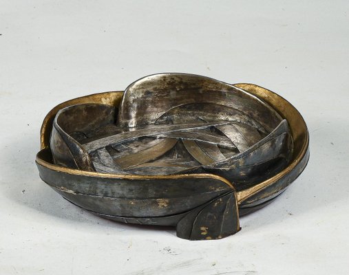 Italian Gray and Golden Metal Resin Ashtray from Brumel, 1950s-RAQ-1255642