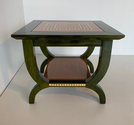 Italian Green Aniline and Maple Coffee Table, 1980s-FF-644430