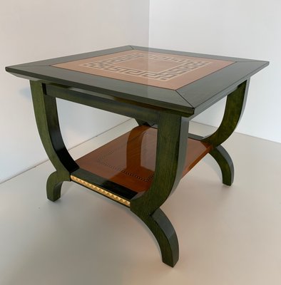 Italian Green Aniline and Maple Coffee Table, 1980s-FF-644430