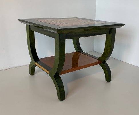 Italian Green Aniline and Maple Coffee Table, 1980s-FF-644430