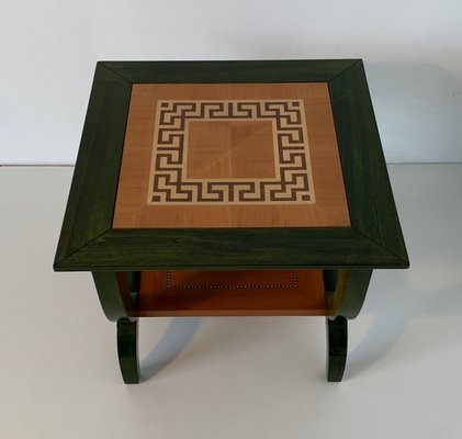 Italian Green Aniline and Maple Coffee Table, 1980s-FF-644430