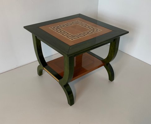 Italian Green Aniline and Maple Coffee Table, 1980s-FF-644430