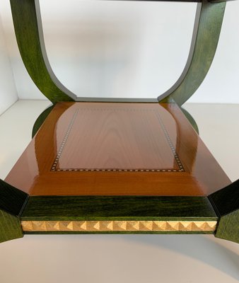 Italian Green Aniline and Maple Coffee Table, 1980s-FF-644430