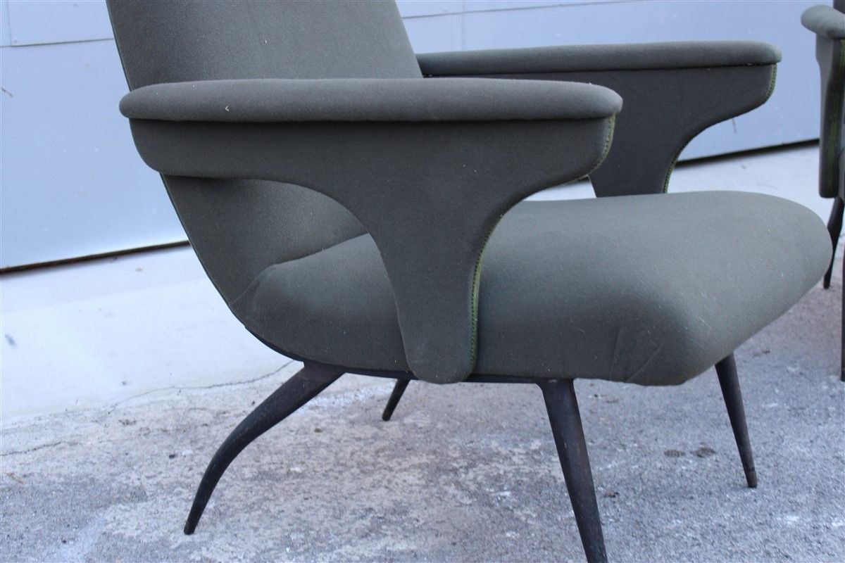 Italian Green Armchairs by Gigi Radice for Minotti, 1950s, Set of 2