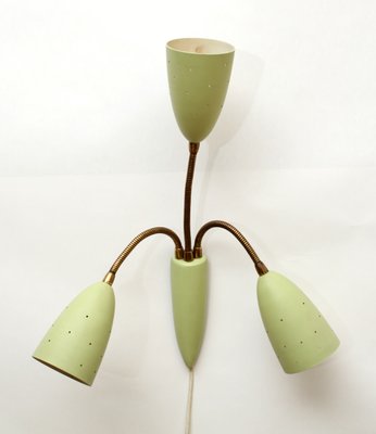 Italian Green Brass Sconce, 1950s-PF-620137