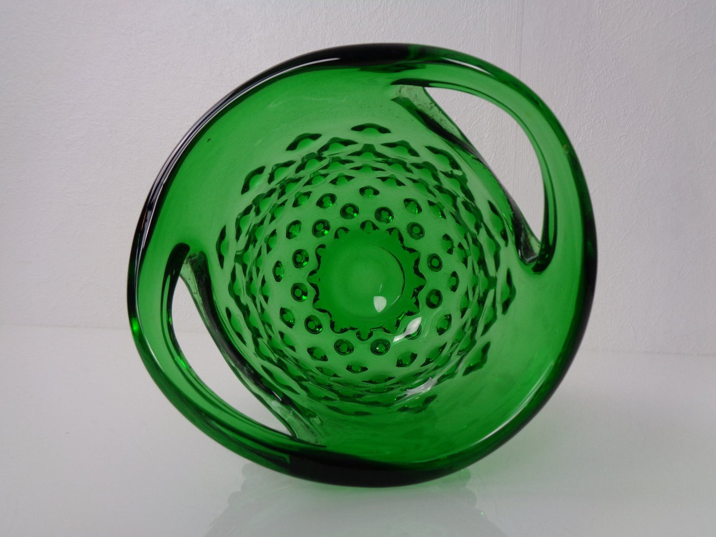 Italian Green Bubble Glass Bowls by Empoli, 1960s, Set of 2