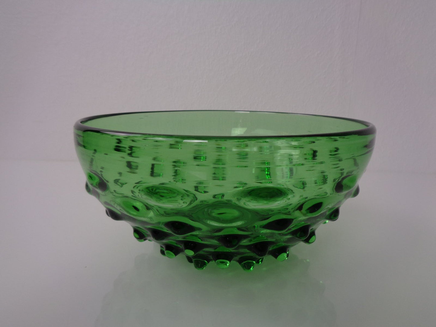 Italian Green Bubble Glass Bowls by Empoli, 1960s, Set of 2