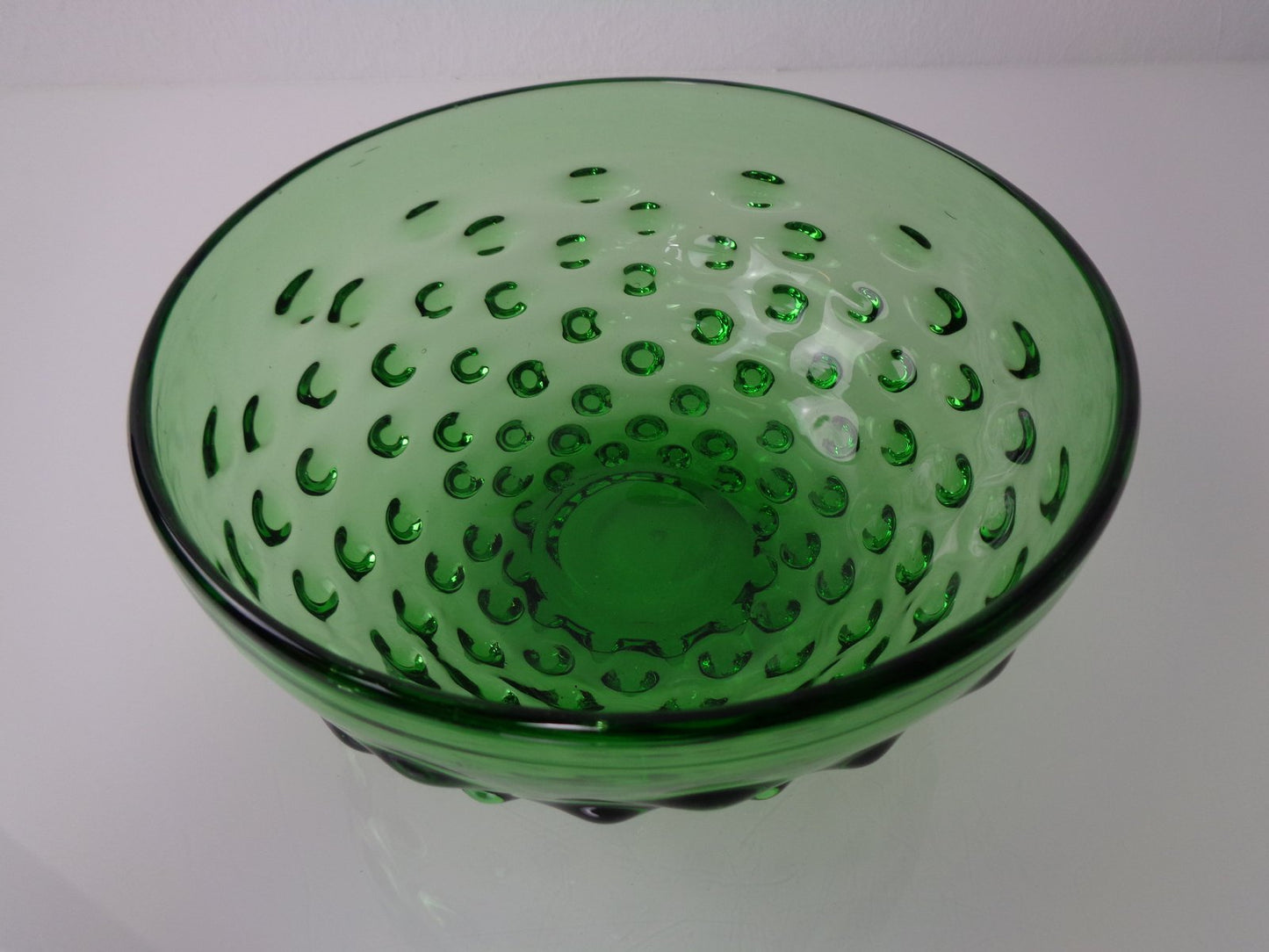 Italian Green Bubble Glass Bowls by Empoli, 1960s, Set of 2