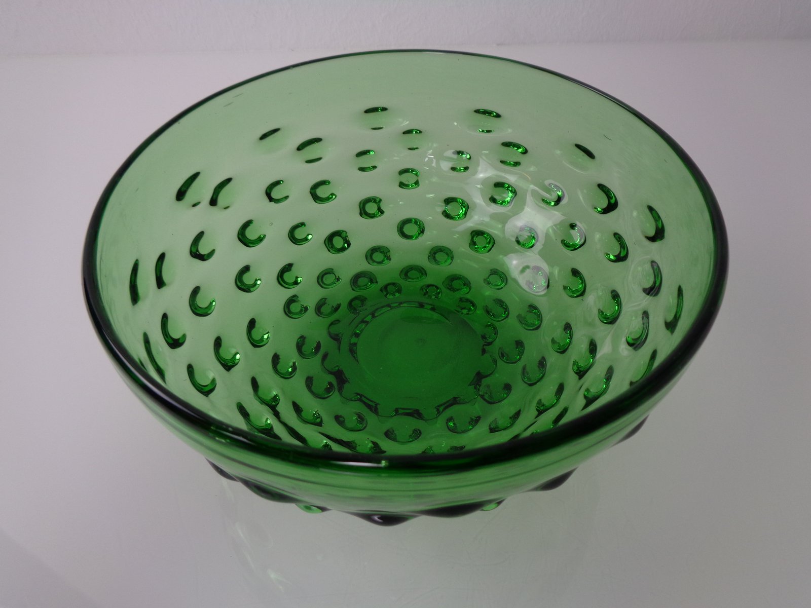 Italian Green Bubble Glass Bowls by Empoli, 1960s, Set of 2