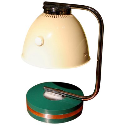 Italian Green Iron and Chrome Round Base Swivel Arm One Light Table Lamp, 1960s-AXE-1433467